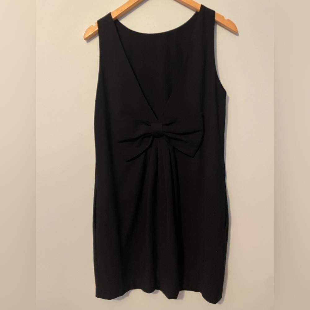 FRNCH Sheath Dress Bow Back Accent Medium Black